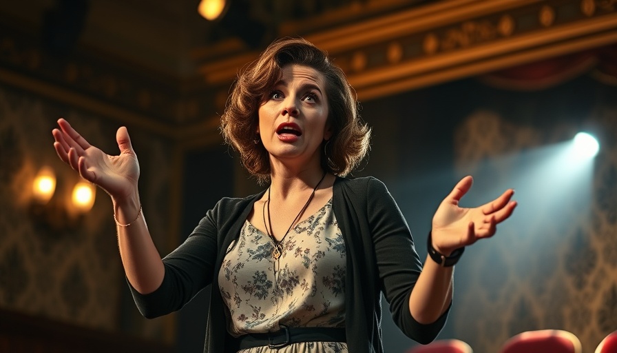 Underpants theater review scene with expressive actress on stage.