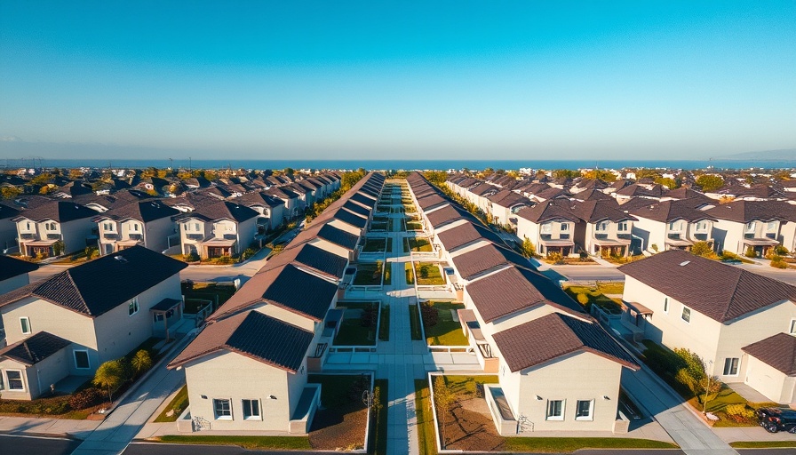 Aerial view of affordable homes for sale in a suburban neighborhood