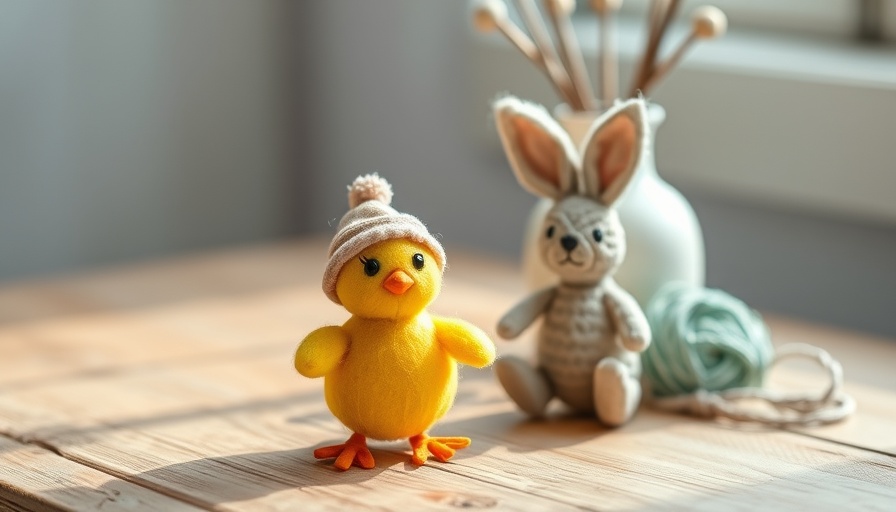 Handmade Easter crafts with felt chick and bunny.