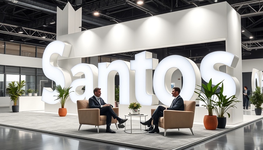 Santos trade show booth during the first quarter revenue decline discussion.