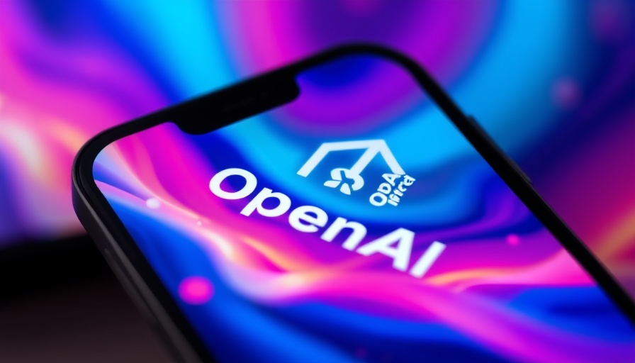 Close-up smartphone displaying OpenAI logo, vibrant background.