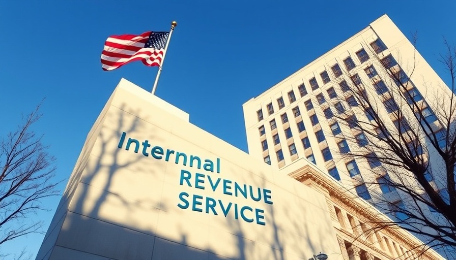 IRS building sign with American flag, IRS free filing tools focus.