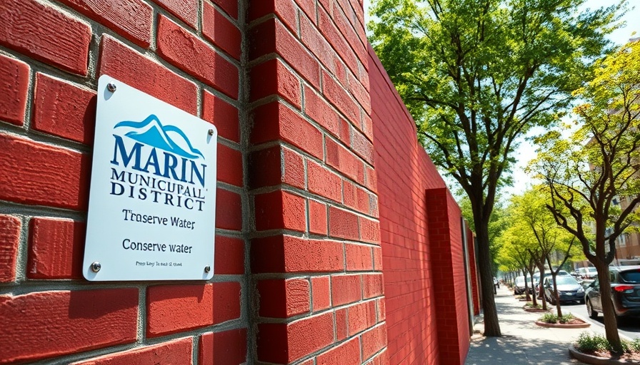 MMWD sign urging water conservation measures.