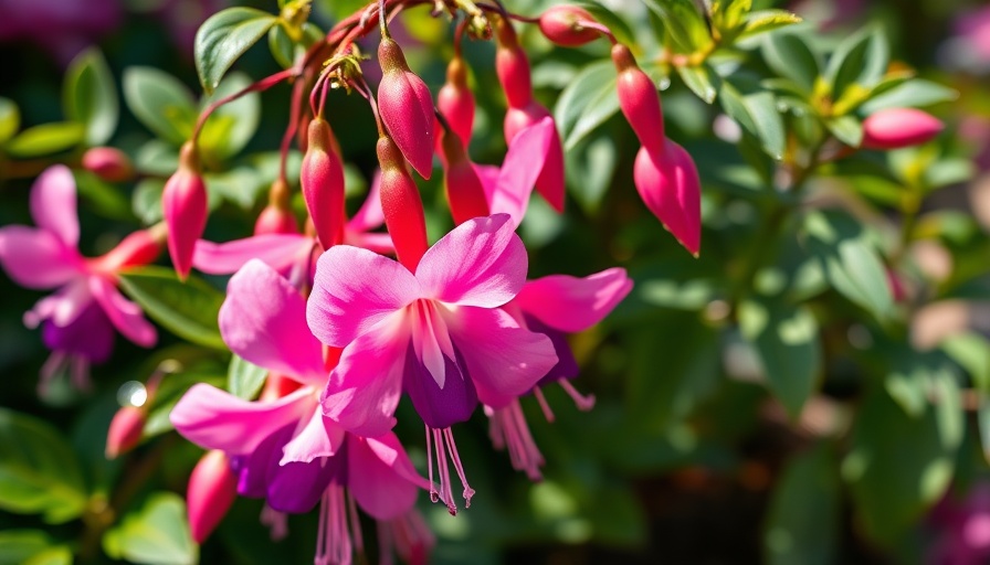 Close-up of vibrant fuchsia flowers in full bloom