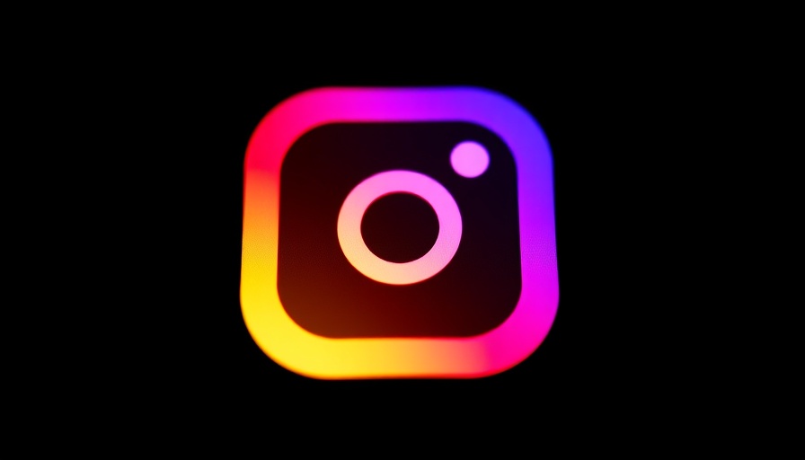 Colorful Instagram logo against black background.