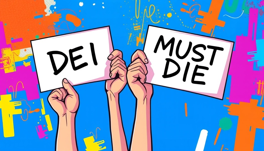 Illustration of protest signs on tech companies rolling back DEI.