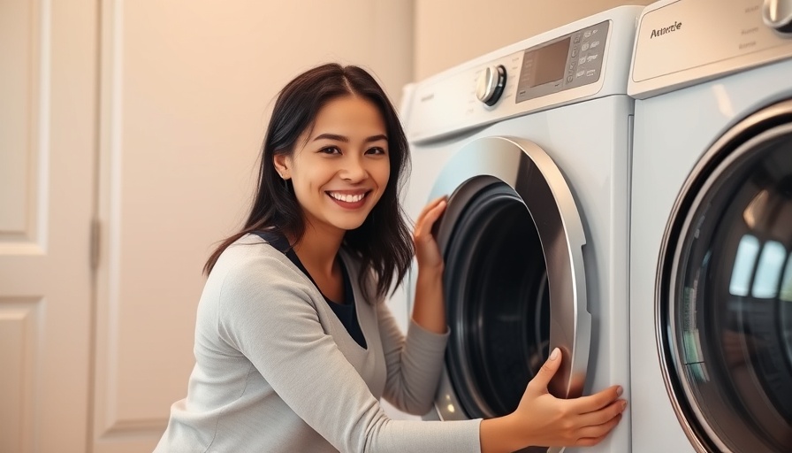 Woman cleaning washing machine door for maintenance.