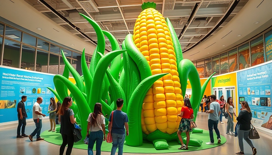 Visitors at the Future of Food exhibit in Berkeley engaging with vibrant installation.