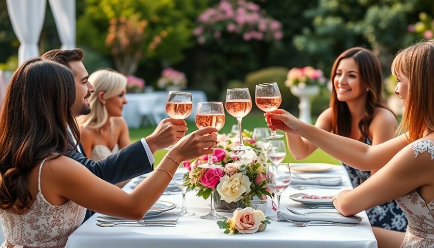 Home bridal shower ideas with elegant table and toasting guests.