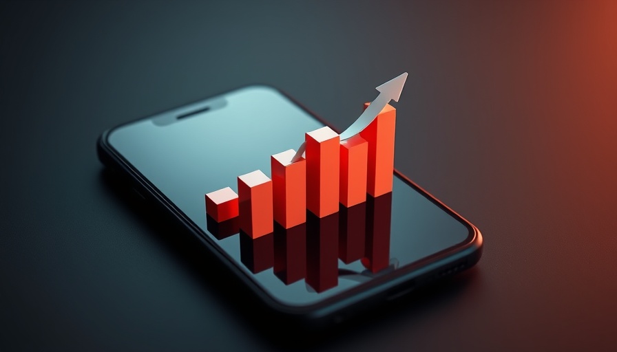 3D bar graph on smartphone showing upward trend, related to easing port fees on China-built ships.