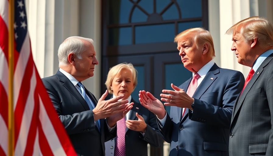 US EU trade deal discussion with prominent figures and American flag.