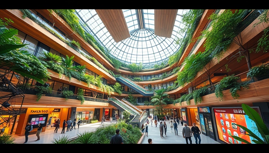 Futuristic Malaysia AI Data Center with lush greenery indoors.