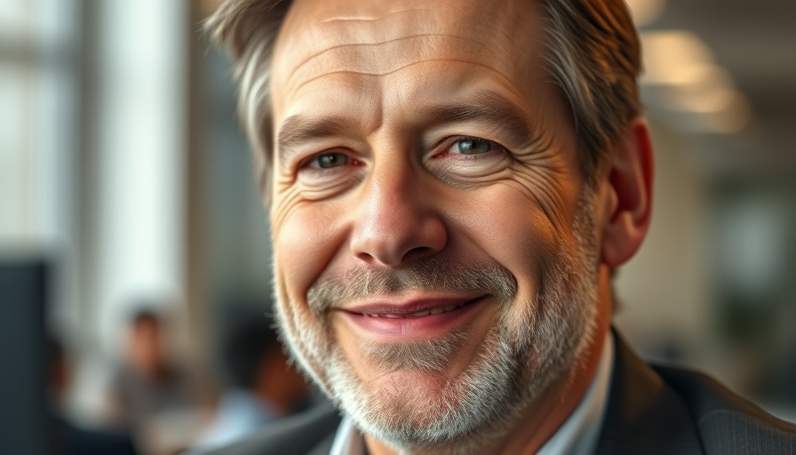 Closeup of a middle-aged man smiling subtly related to Netflix earnings report
