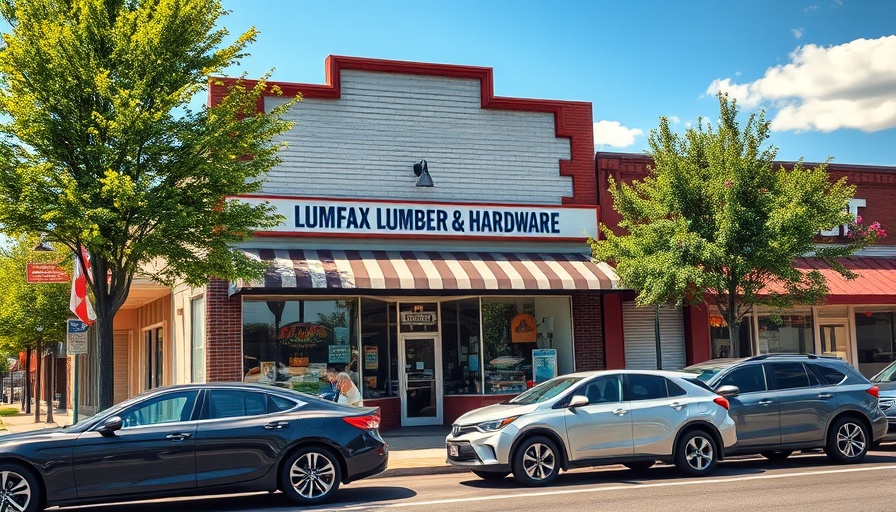 Fairfax Lumber & Hardware storefront on bustling street.