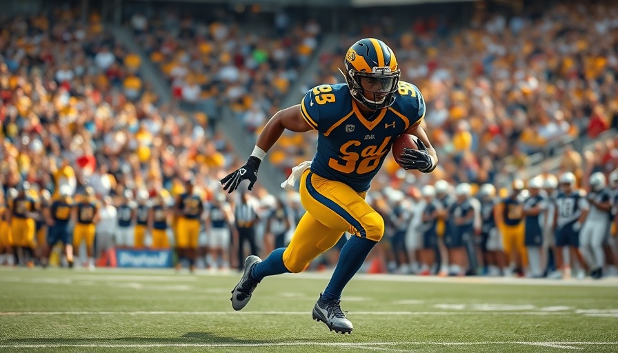 Cal football player running on field, showcasing intense athleticism.