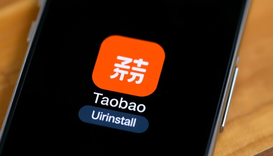 Close-up of Chinese shopping app Taobao icon on phone screen.