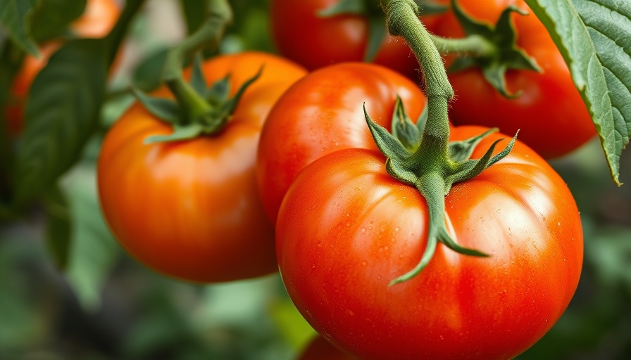 Ripe Supersweet 100 tomatoes with water droplets on a vine.