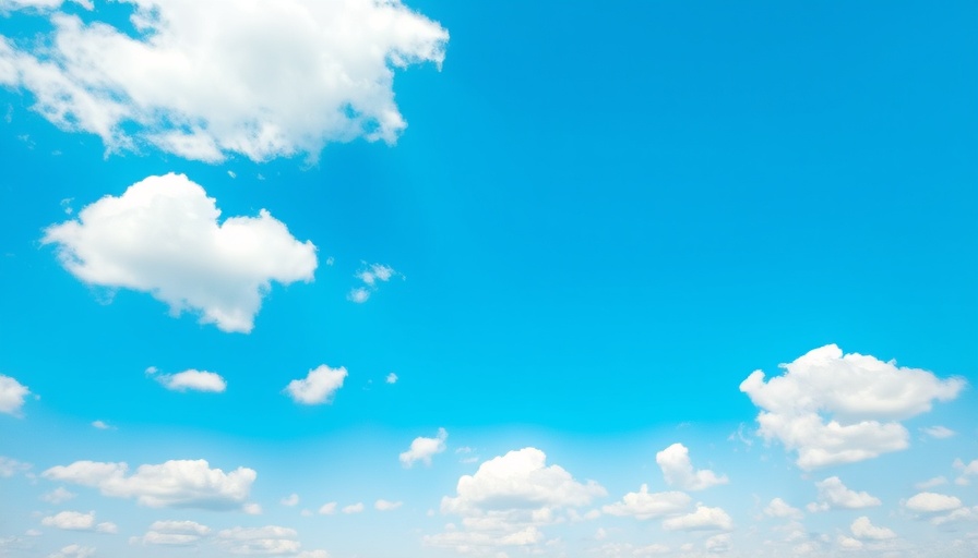 Fluffy white clouds in a vibrant blue sky for geoengineering context.