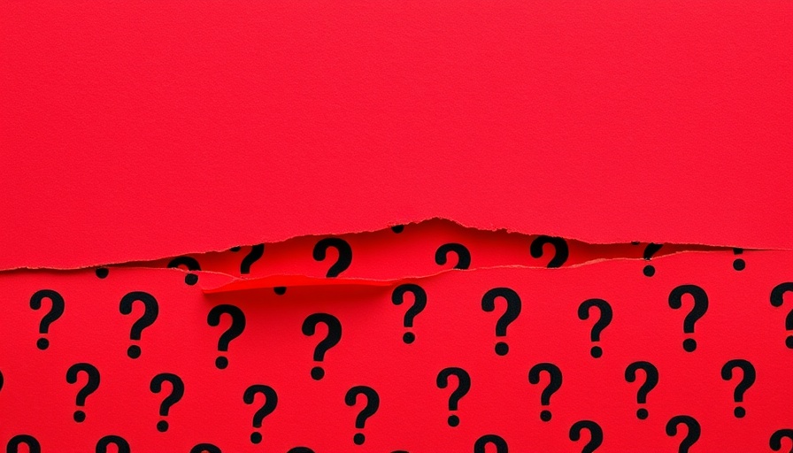 Torn red paper revealing question marks, symbolizing business startup funding discovery.