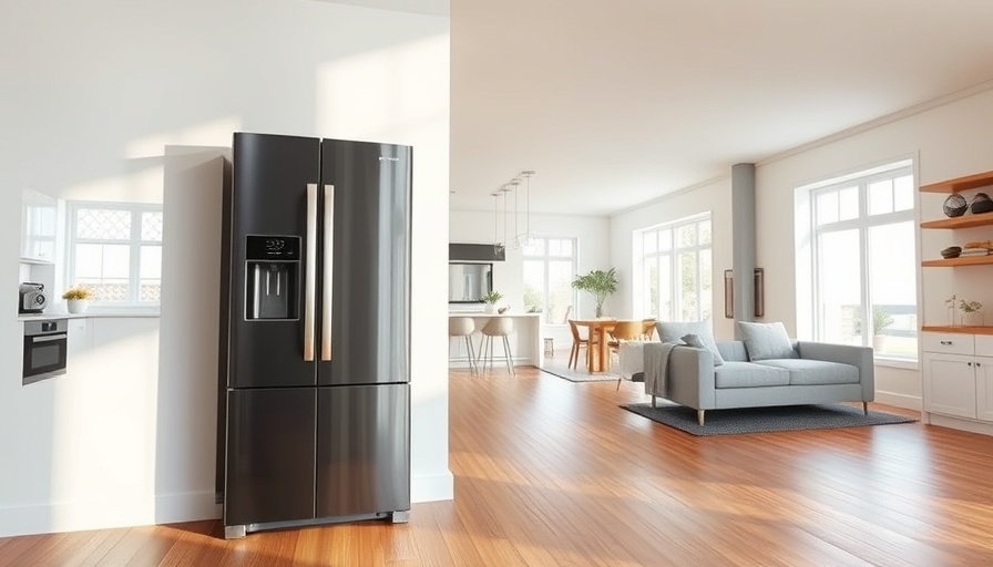 Modern refrigerator in a bright kitchen, illustrating how to move a refrigerator safely.