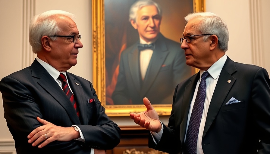 Two men in a formal setting, discussing ways to reduce drug spending by staying healthy.