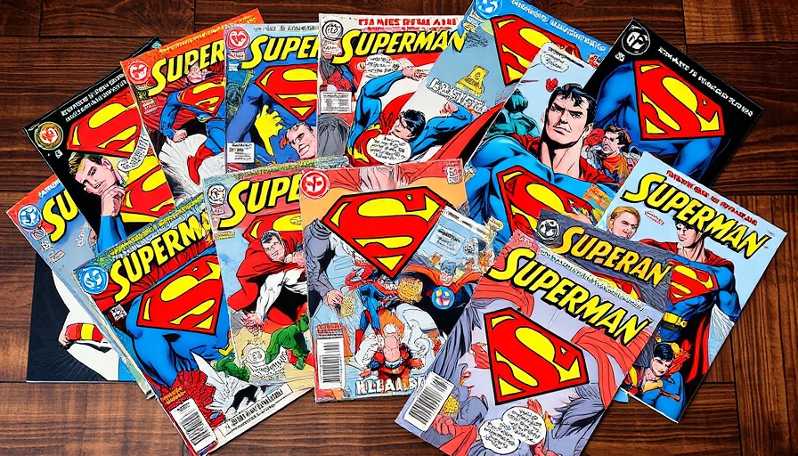 Superman comic books showcasing heroic themes and colorful covers.