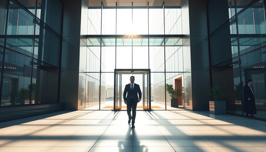 Stock market news: TikTok office entrance with individual walking.