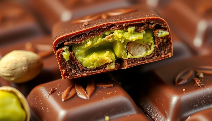 Dubai Chocolate with pistachio filling sparks shortage, macro view.