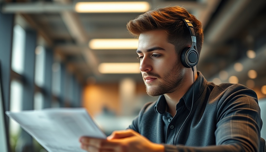 Young male office worker in open office supports mental health.