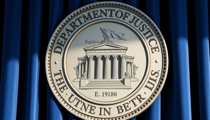 Department of Justice emblem, symbolizing governance.