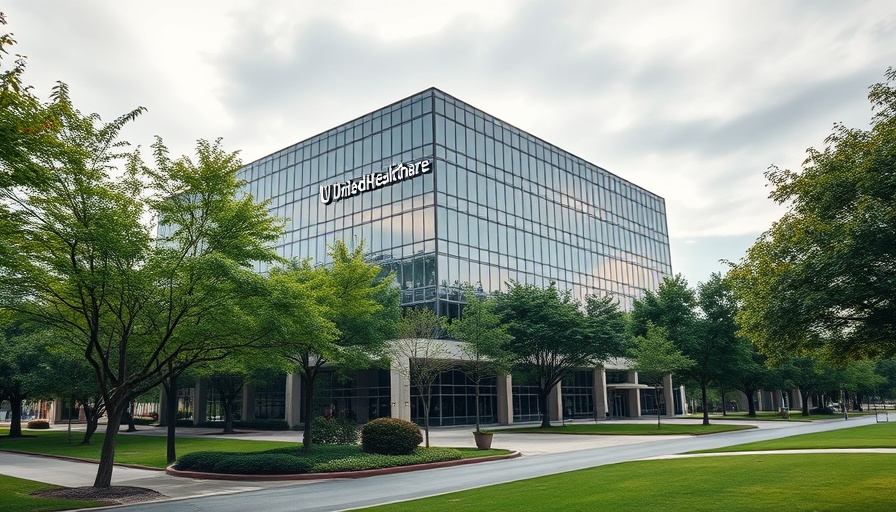 Corporate building showing UnitedHealthcare, related to M&A deals in trade wars.