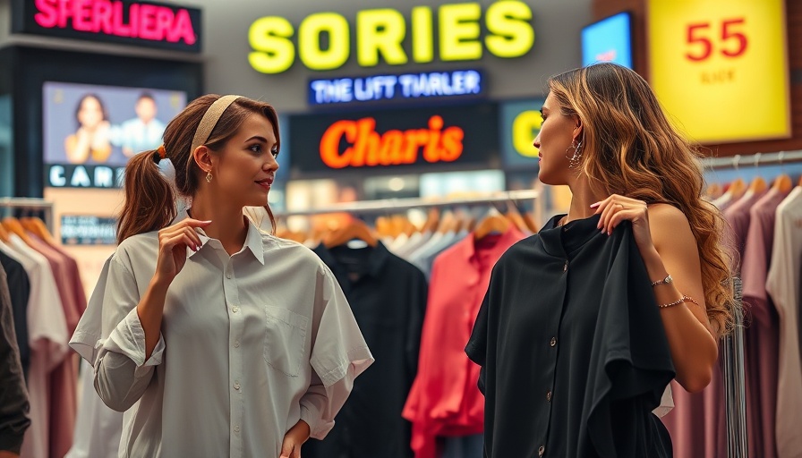 Retailers showcasing shirts amidst tariff challenges discussion.