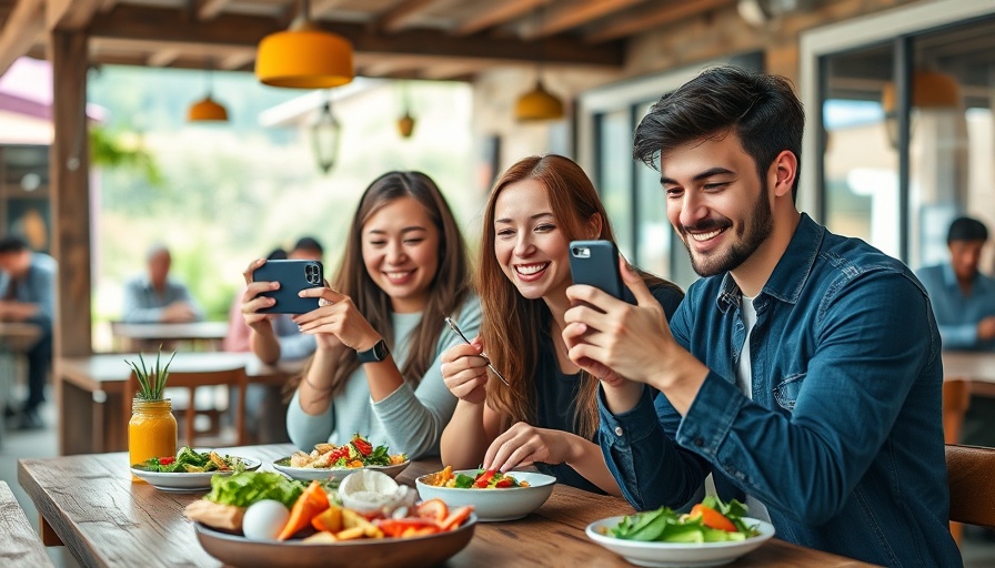 Gen Z dining habits: Young adults photographing food at a café.