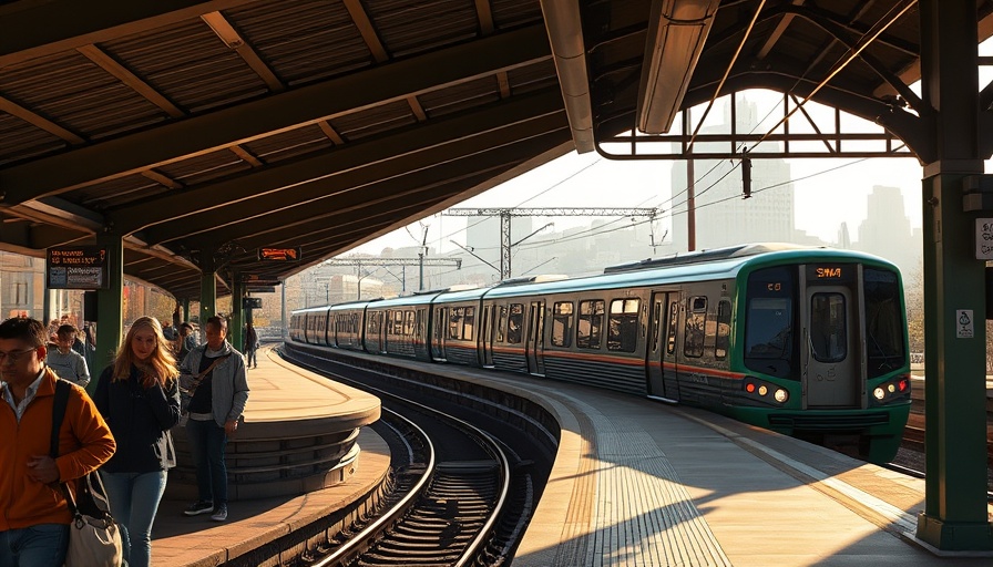 SMART tax renewal: green SMART train arriving at station with waiting commuters.
