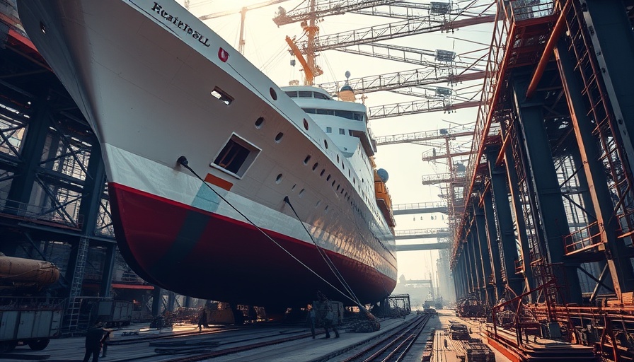 Ship construction in shipyard symbolizing defense spending.