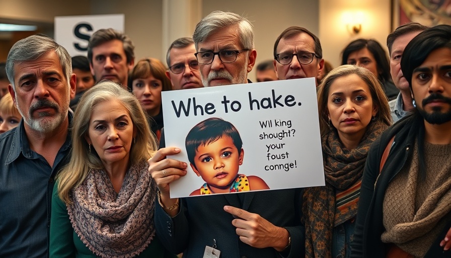Protesters hold sign about unlawfully taken child.
