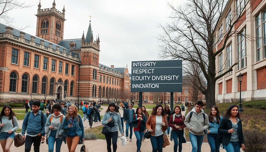 Students pass DEI sign on campus, highlighting inclusion.