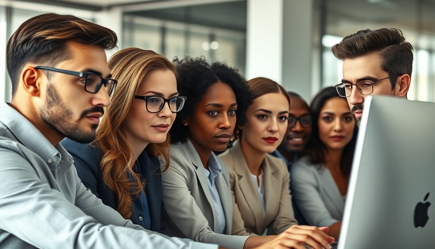 Business team concentrating amidst tariff uncertainty in an office.