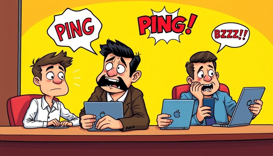 Cartoon illustrating meeting inefficiency in business culture with chaotic atmosphere.
