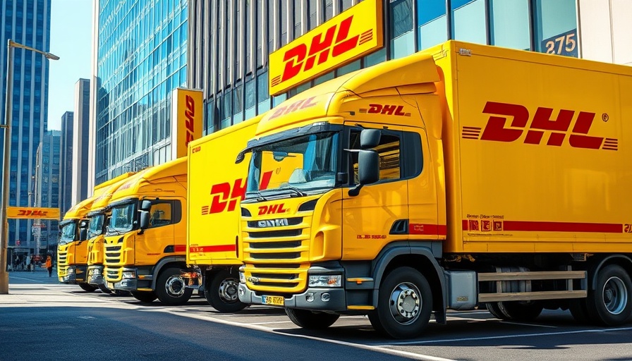 DHL trucks parked at office, Ukraine Russia Easter ceasefire concept.
