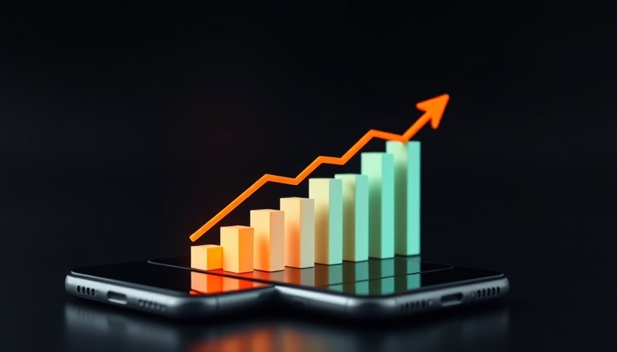 Digital bar chart on smartphone, representing bitcoin investing strategies.