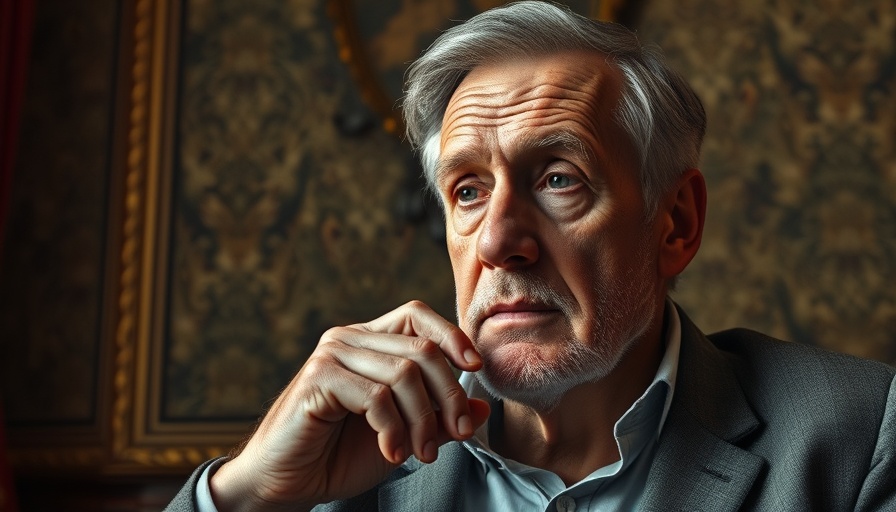 Thoughtful older man reflecting on Trump's tariffs impact.