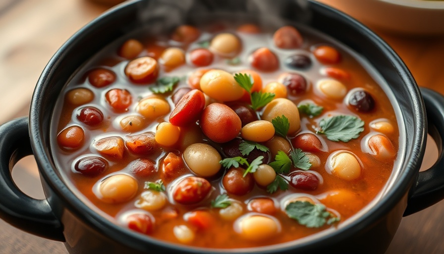 Savory bean soup as an easy dinner idea.