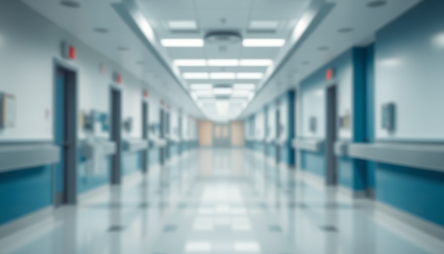 Blurred hospital corridor related to measles vaccine controversy.