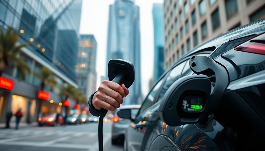 Person in urban China climate-proofing power systems with EV charger.
