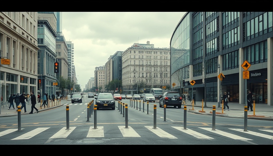 Urban street with road diet showing traffic safety.