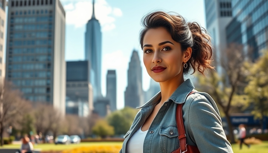 Resilient woman in park with NYC skyline; 60,000 Americans lose rental assistance.