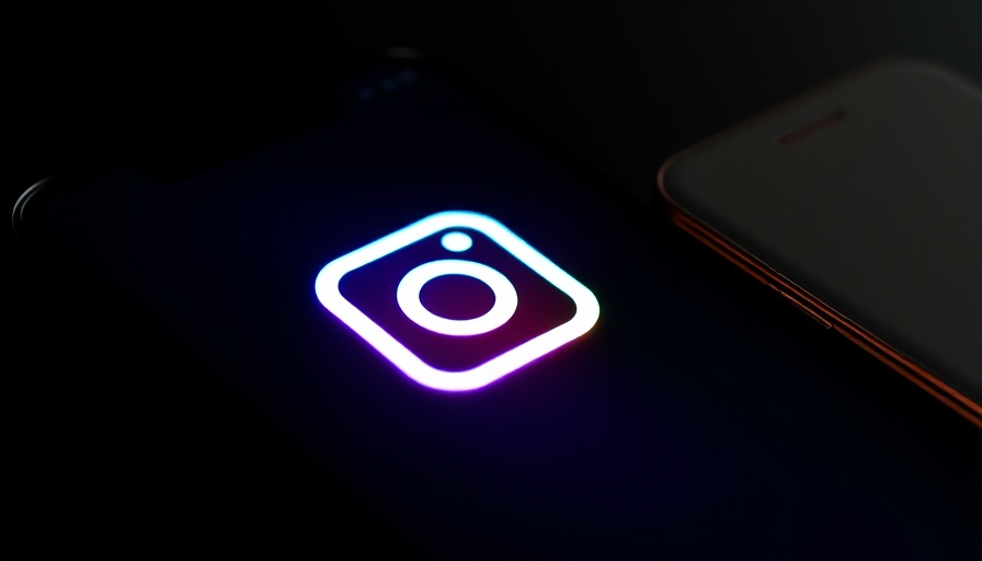 Close-up of Instagram app icon glowing on screen
