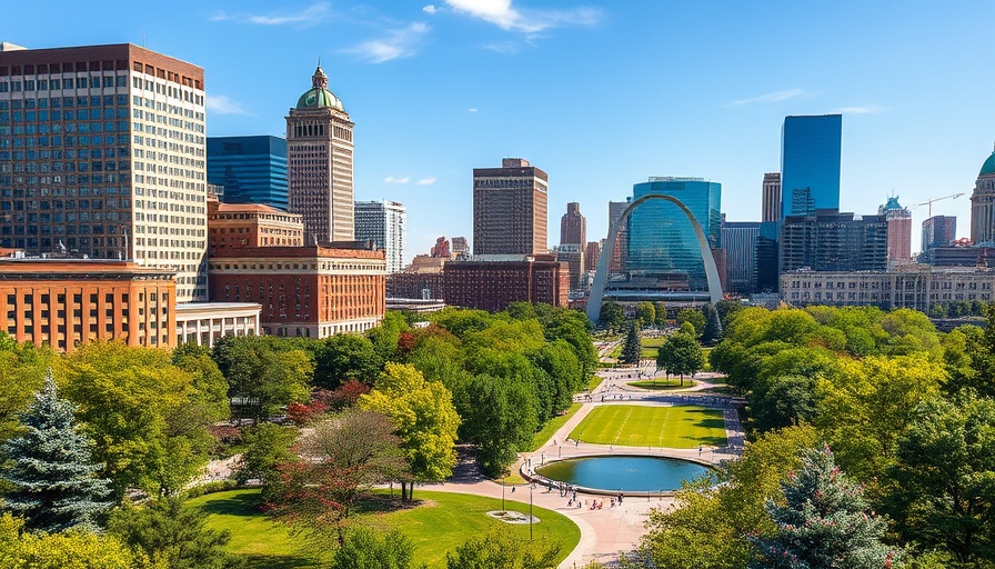 Downtown St. Louis cityscape showcasing the pros and cons of living in Missouri.
