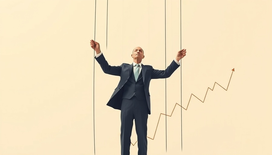Abstract depiction of tariff impact on tech M&A market with puppet master concept visual.